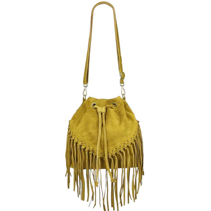 MODARNO – Engroshandel Skuldertaske – til kvinder – Modarno Suede taske med frynser 26x13x26 cm7