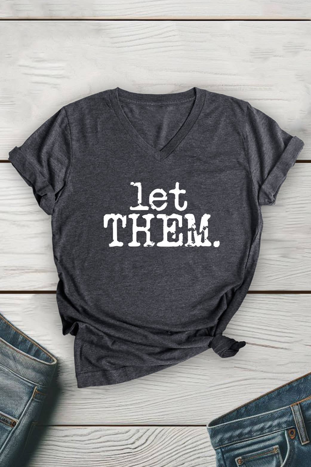 Top Avenue - Wholesale T-Shirt (Graphic) - Unisex - Let Them Retro Typewriter Unisex V Neck Tee2