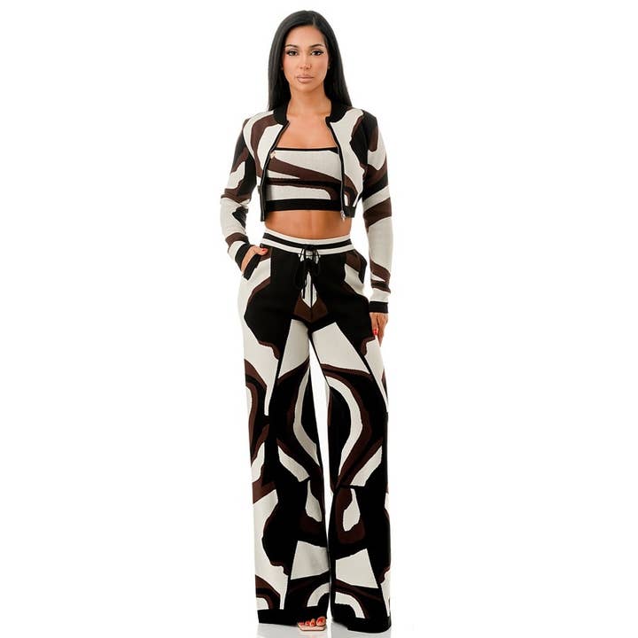 RETRO-WAVE-STRICKSET DREITEILIGES SET für den Großhandel von Esmeray Clothing