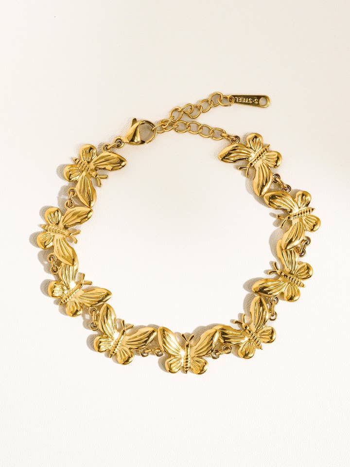 Valeria 18-karaats gouden, niet-aantastende vlinderketting voor wholesale door Flânerie by MAIQ