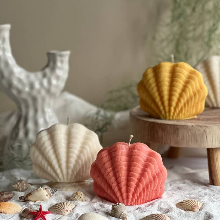 Maison Bohiti - Vendita all'ingrosso Candele regalo - Candele a forma di conchiglia grande Candela a colonna Candela estiva in cera di soia4