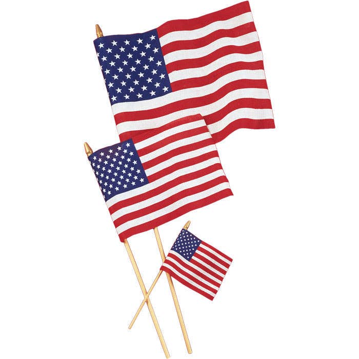 Bulk Small Cloth American Flags (36 per Case) for wholesale by Bulk Party Decor
