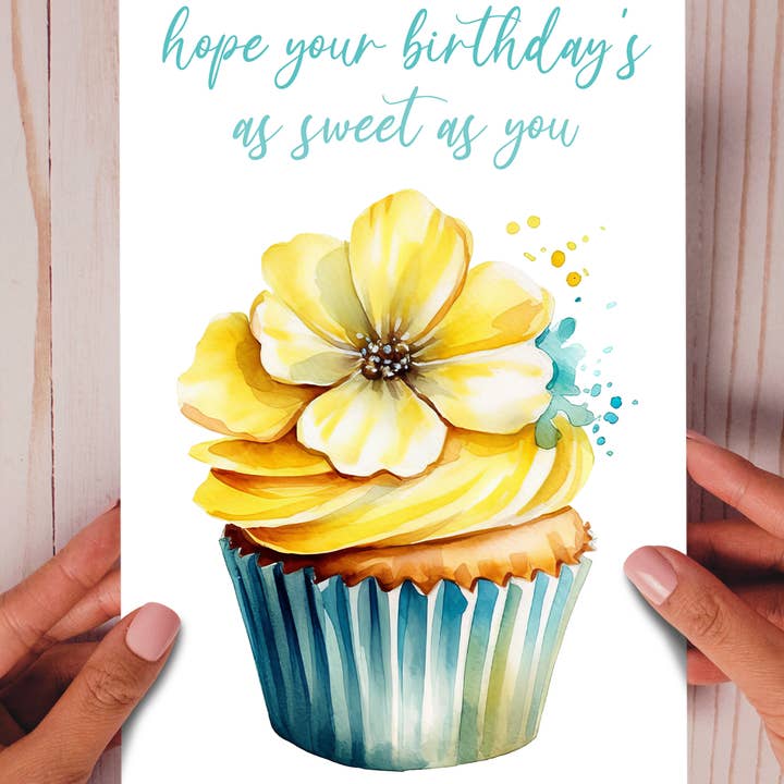 Homemade Hollydays Wholesale – wholesale Birthday card – Hope your birthday's as sweet as you - buttercup cake card1