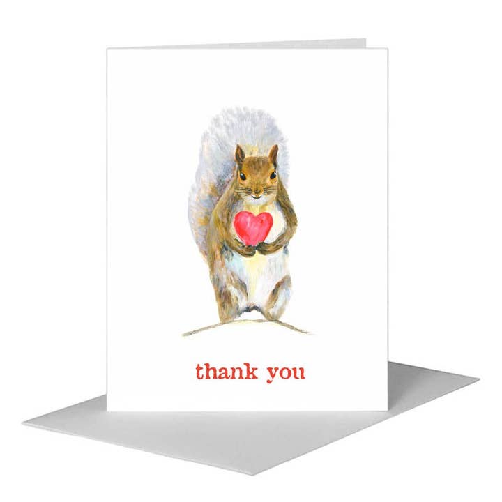 Printed Canvas – postal de agradecimento por atacado – Esquilo Pensativo, Cartão de Saudação (#8670D)
