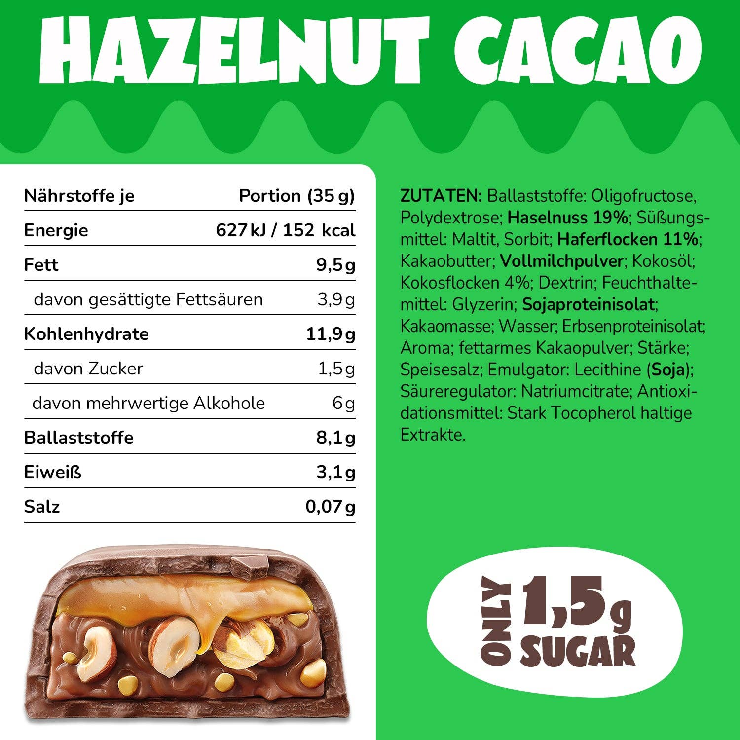 ahead - Wholesale Chocolate Bar - Low Sugar Choc Bar - Hazelnut Cacao (Tray 18x35g)5