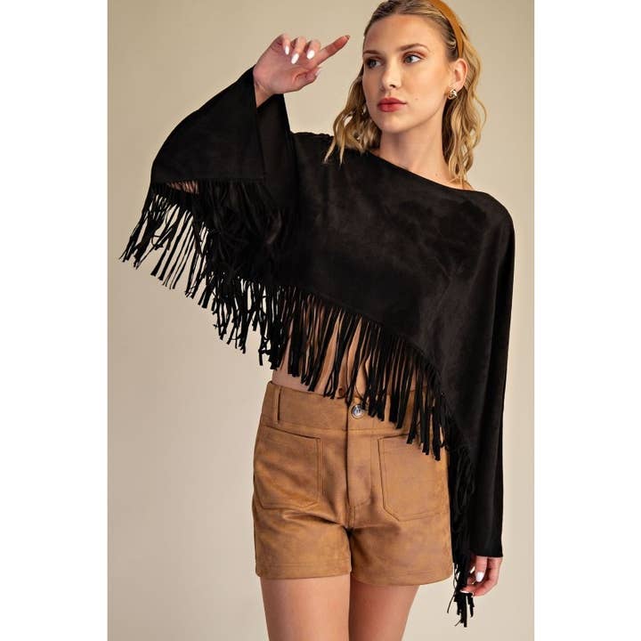 Upmost - Wholesale Jacket - Women's - Women Suede Fringe Cape1