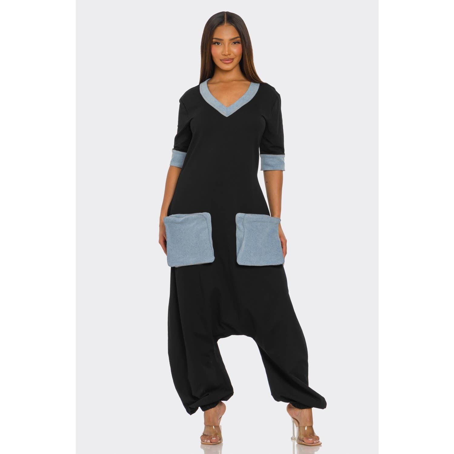 DORCAS – Engroshandel Jumpsuit - Dame – HALV PAKKE DENIM ACCENT JUMPSUIT3