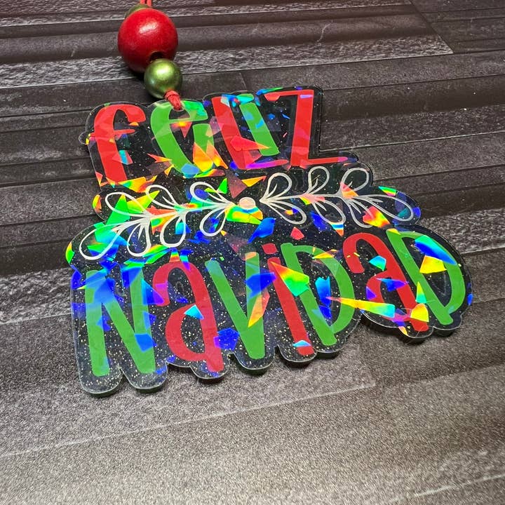 Chasin’ Self Care - Wholesale Ornament - Feliz Navidad Teacher Christmas Ornaments, Spanish Teacher Decoration, Red and Green Christmas