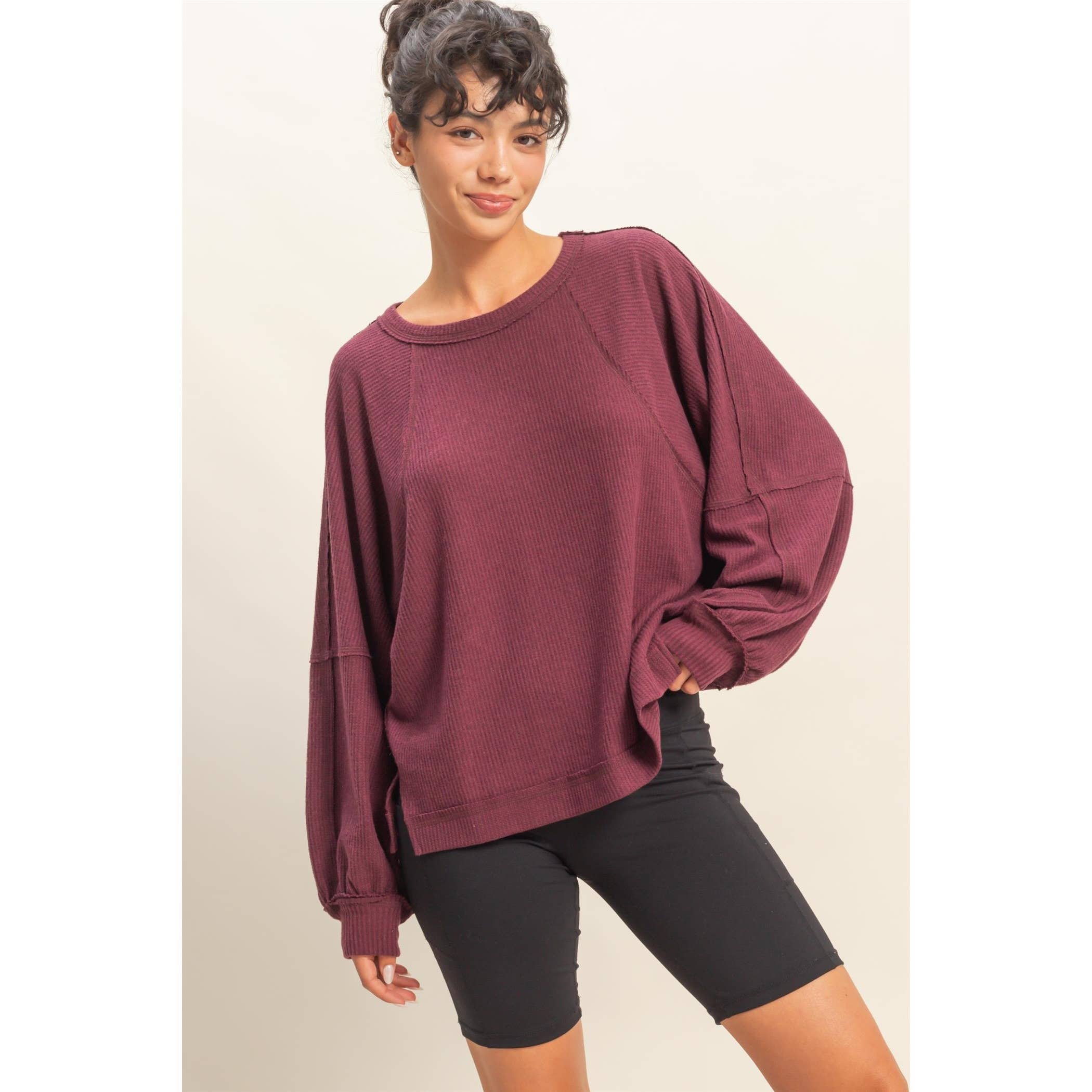 HYFVE - Vente Haut en maille – femme - Haut décontracté à manches longues en maille gaufrée brossée3