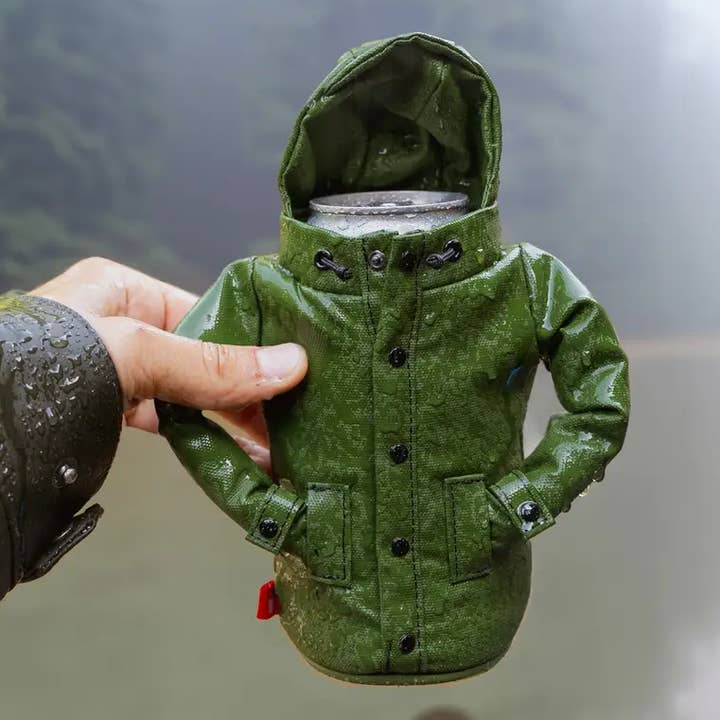 Insulated Can & Bottle Cooler - The Raincoat - Olive Green for wholesale by Puffin Drinkwear