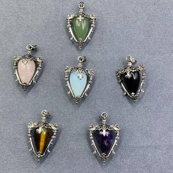 Vintage Stone & Crystal Bottle Charm Pendant - CS for wholesale by Mio Queena