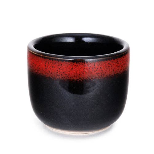 Urban Tokyo - Wholesale Cocktail/Liquor Glass - Red and Black Glazed 1.5oz Sake Cup