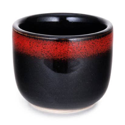 Urban Tokyo - Wholesale Cocktail/Liquor Glass - Red and Black Glazed 1.5oz Sake Cup0