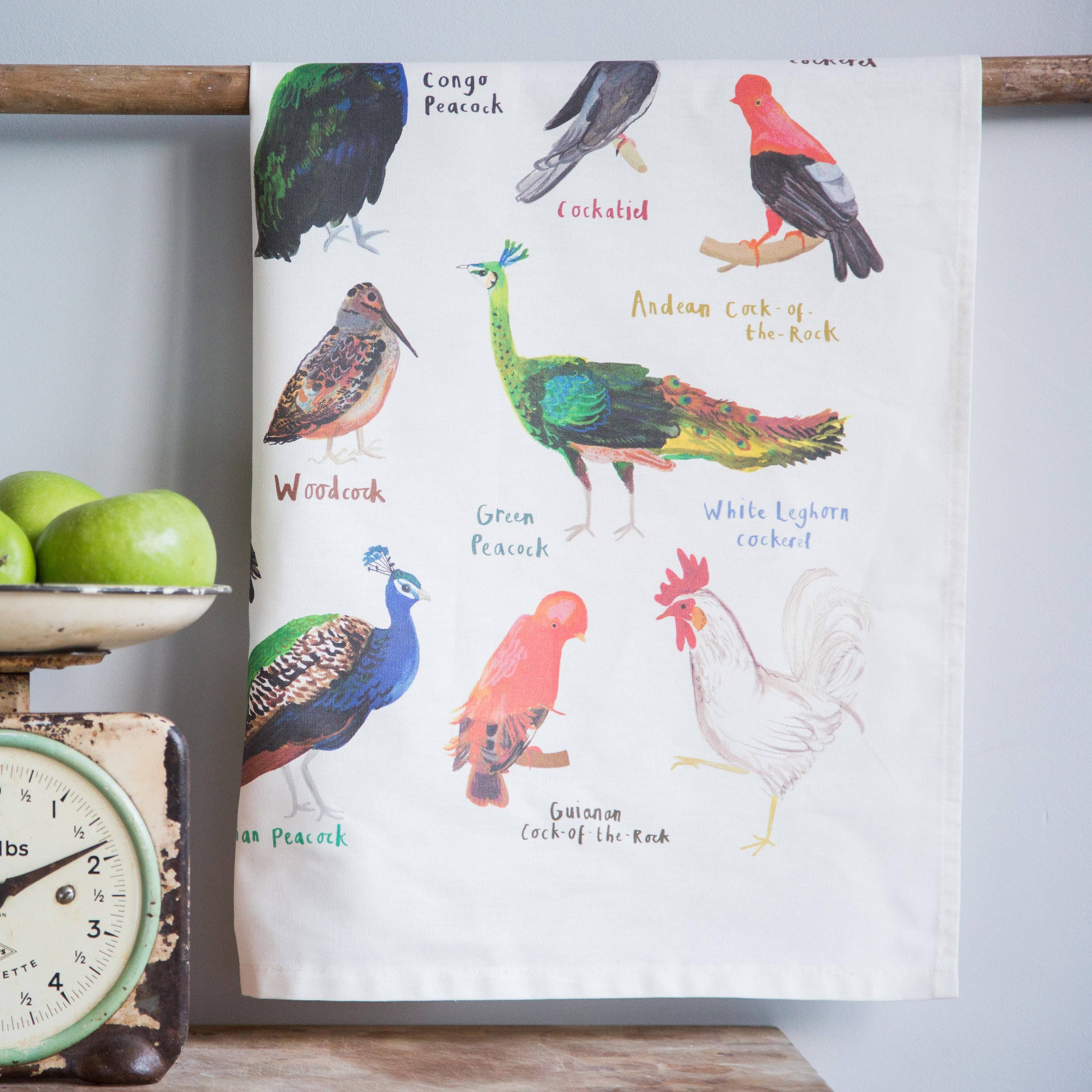 Sarah Edmonds Illustration – wholesale Tea towel – Cocks Bird Cotton Tea Towel1