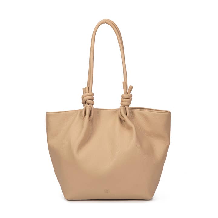 Hestre sand vegan leather shoulder tote bag for wholesale by Excess Paris