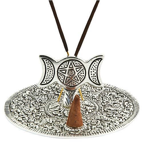 GREENROOTS USA LLC - Wholesale Incense Holder - 2 Pieces Triple Moon Incense Stick/Cone Burner - 4"D, 2.5"H0