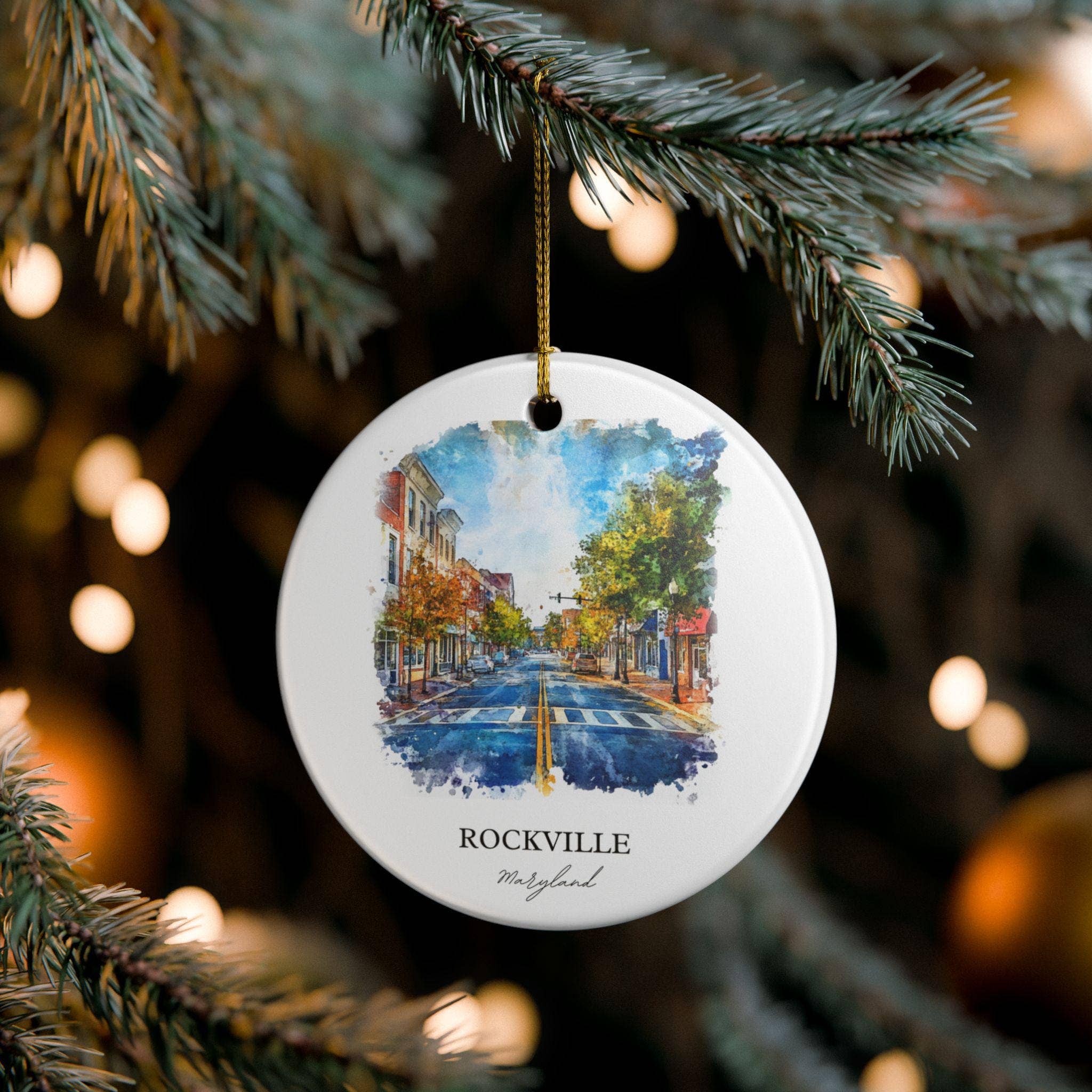 Premium Travel Art – Engroshandel Pynt – Rockville Maryland Ornament: Unik Rockville MD Souvenir, Rockville Julepynt og Autentisk Maryland Gave