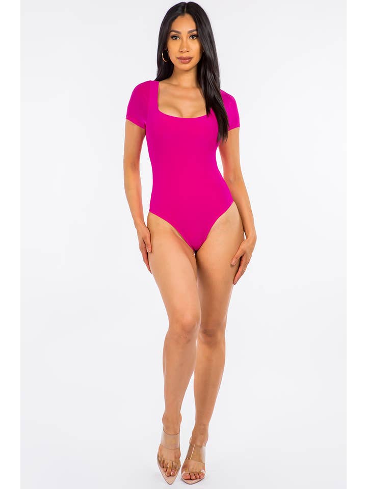 Uptown Apparel - Wholesale Bodysuit - Women's - J6866 Square Neck Cap Sleeve Lined Bodysuit2