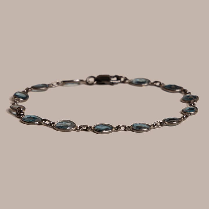 We Are All Smith - Vente Bracelets maillon et chaîne - Bracelet à maillons en topaze bleue de Londres véritable pour homme5