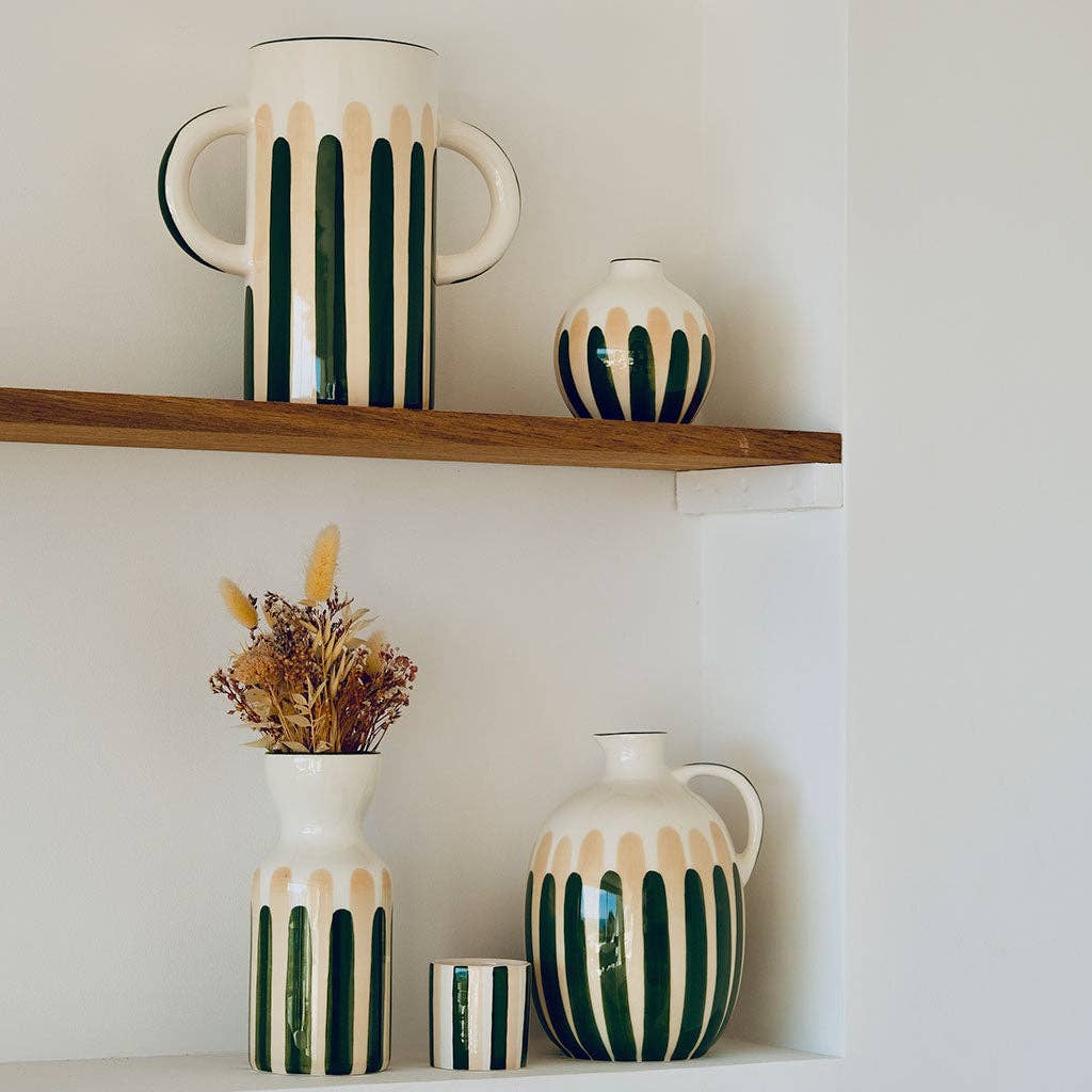 Oustao - Wholesale Vase - Mediterranea ceramic vase - Green/beige stripes5