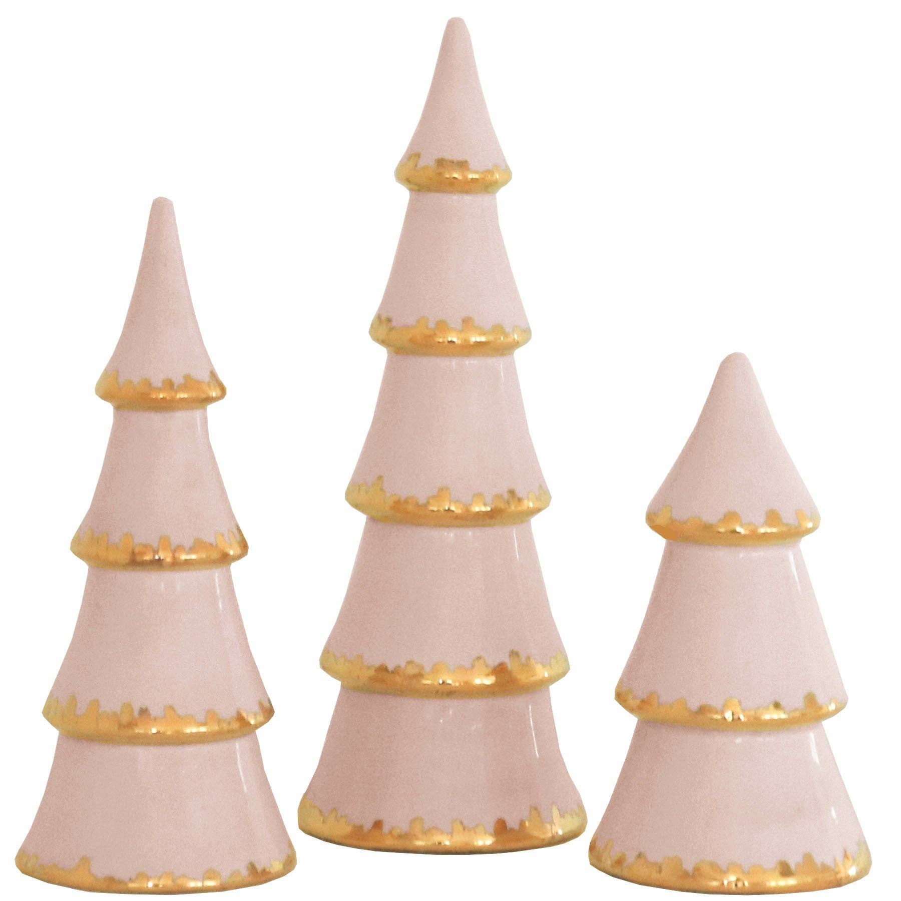 Lo Home | Ruby Clay - Venta al por mayor Decoración navideña - Árboles de Navidad en Capas de Color Rubor con Detalle de Pincelada de Oro de 22K0