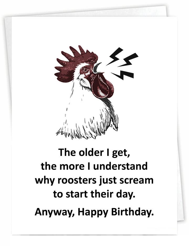 Roliga Födelsedagskort - Skrikande Tupp - Tomt Inuti för wholesale av Blue Spark Card Co