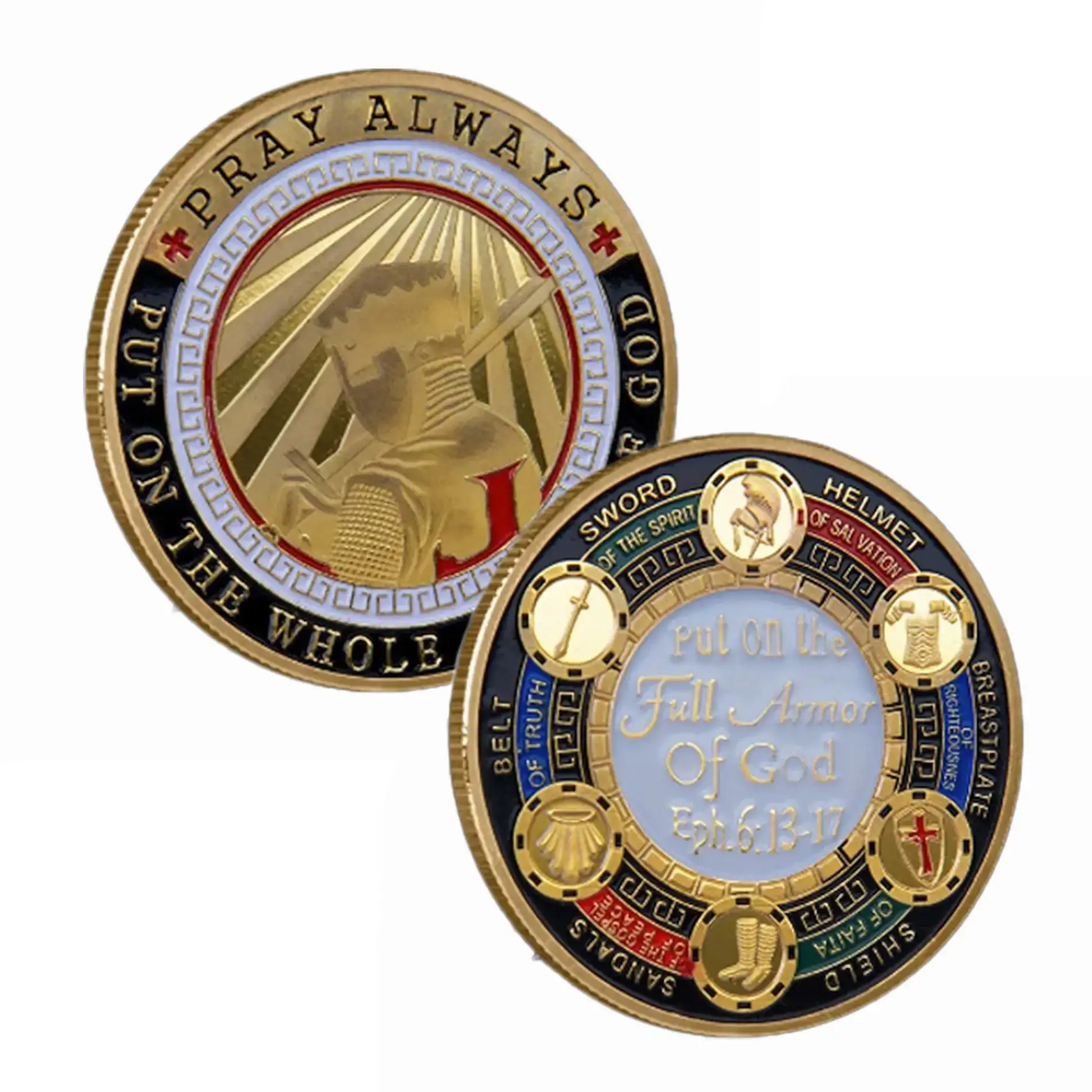 Blinkee.com, LLC - Wholesale Keepsake Coin/Token - Brave Knight Edition Armor of God Gold Plated Coin3