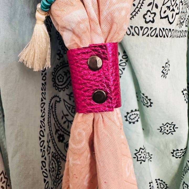 Boots Are My Roots – wholesale Bandana – Women's – Pink Metallic Leather Bandana Slide1