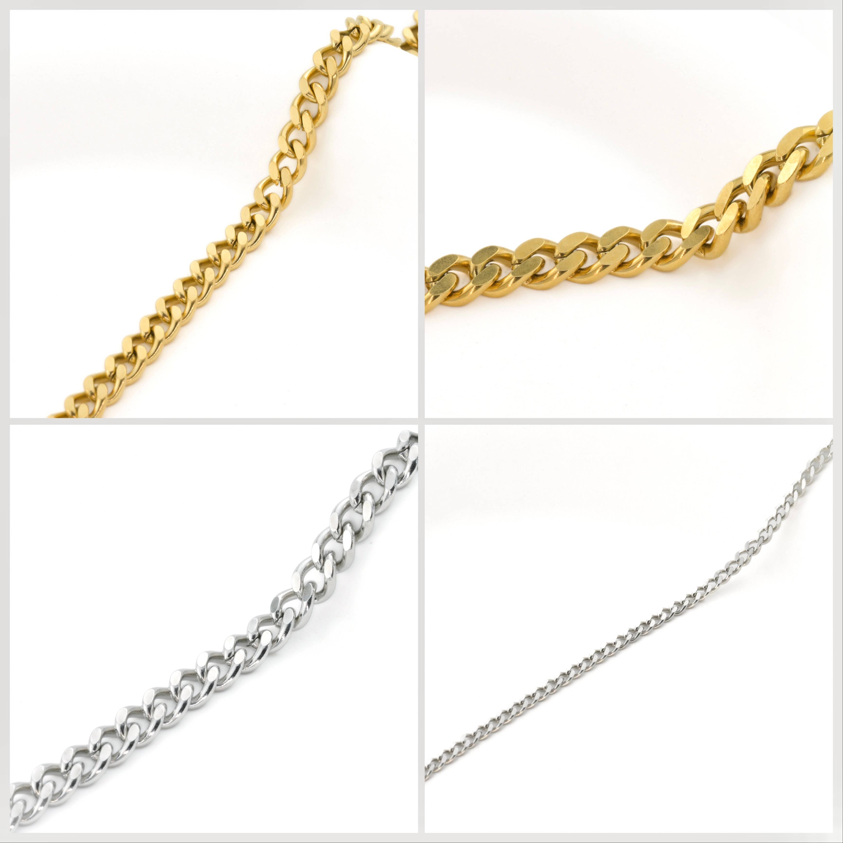 Blueyejewelry - Wholesale Link & Chain Necklace - Curb Chain Necklace - 18k Gold Waterproof Cuban Necklace 1