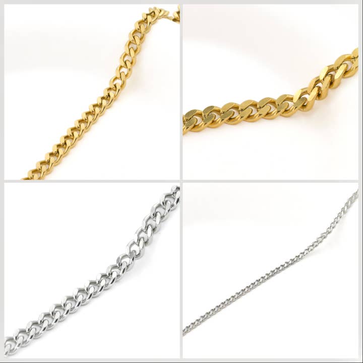 Blueyejewelry - Wholesale Link & Chain Necklace - Curb Chain Necklace - 18k Gold Waterproof Cuban Necklace 1