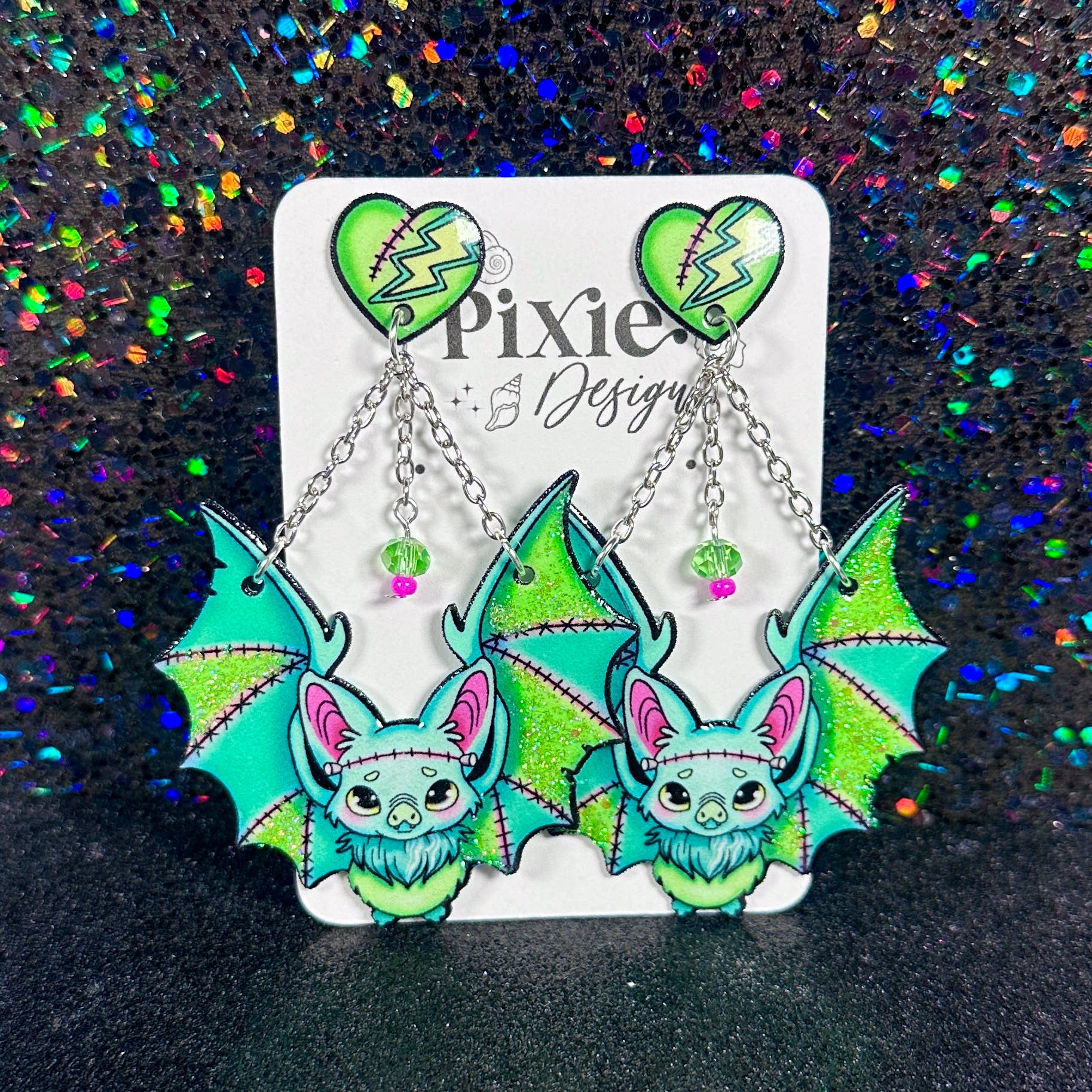 Sea Pixie Designs - Wholesale Dangle Earrings - Frankenstein Bats Halloween Dangle Earrings, Spooky & Cute4