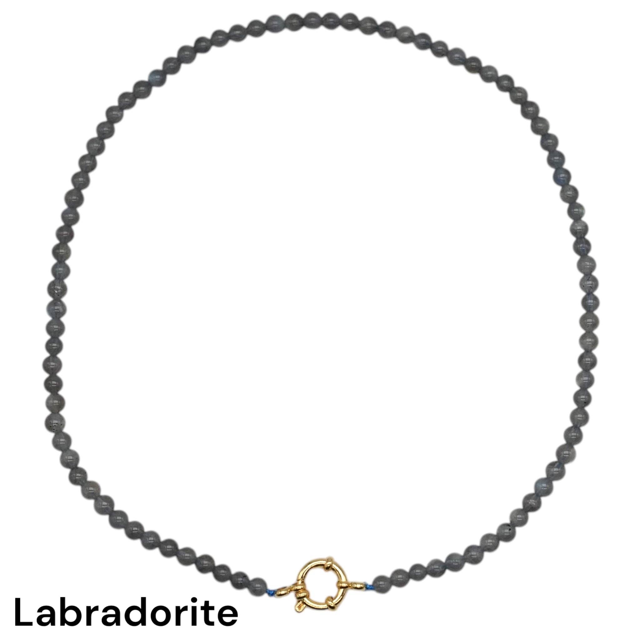 Foliesbijoux - Wholesale Beaded/Pearl Necklace - 43 cm necklace in 4 mm with gold-plated stainless steel buoy clasp (20 stones available)15