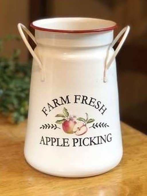 Red Rim Farm Fresh Flat Top Milk Can for wholesale by DNS Designs