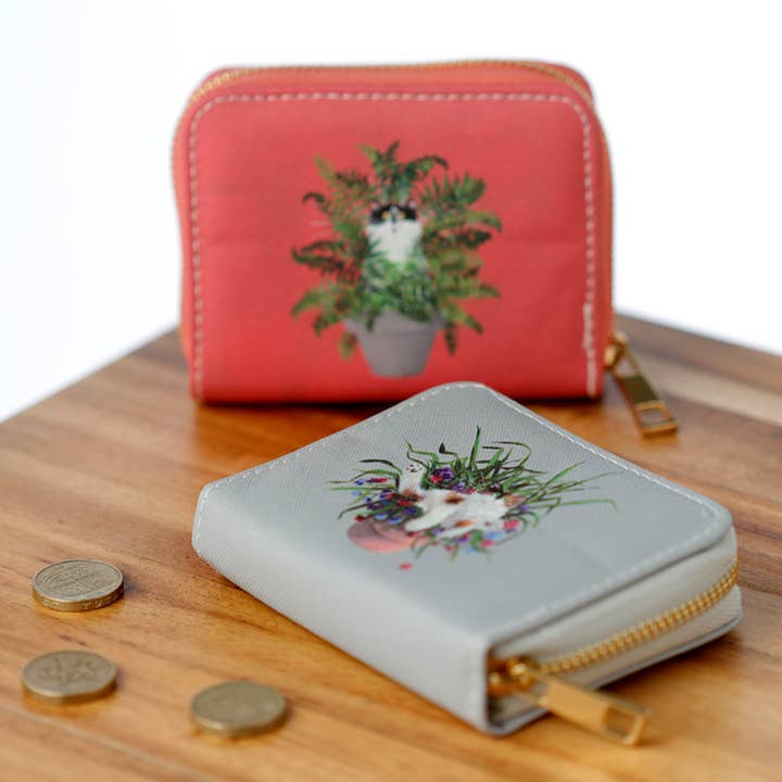 Puckator EU - Venta al por mayor Cartera - Unisex - Kim Haskins Cats in Plant Maceta monedero pequeño con cremallera