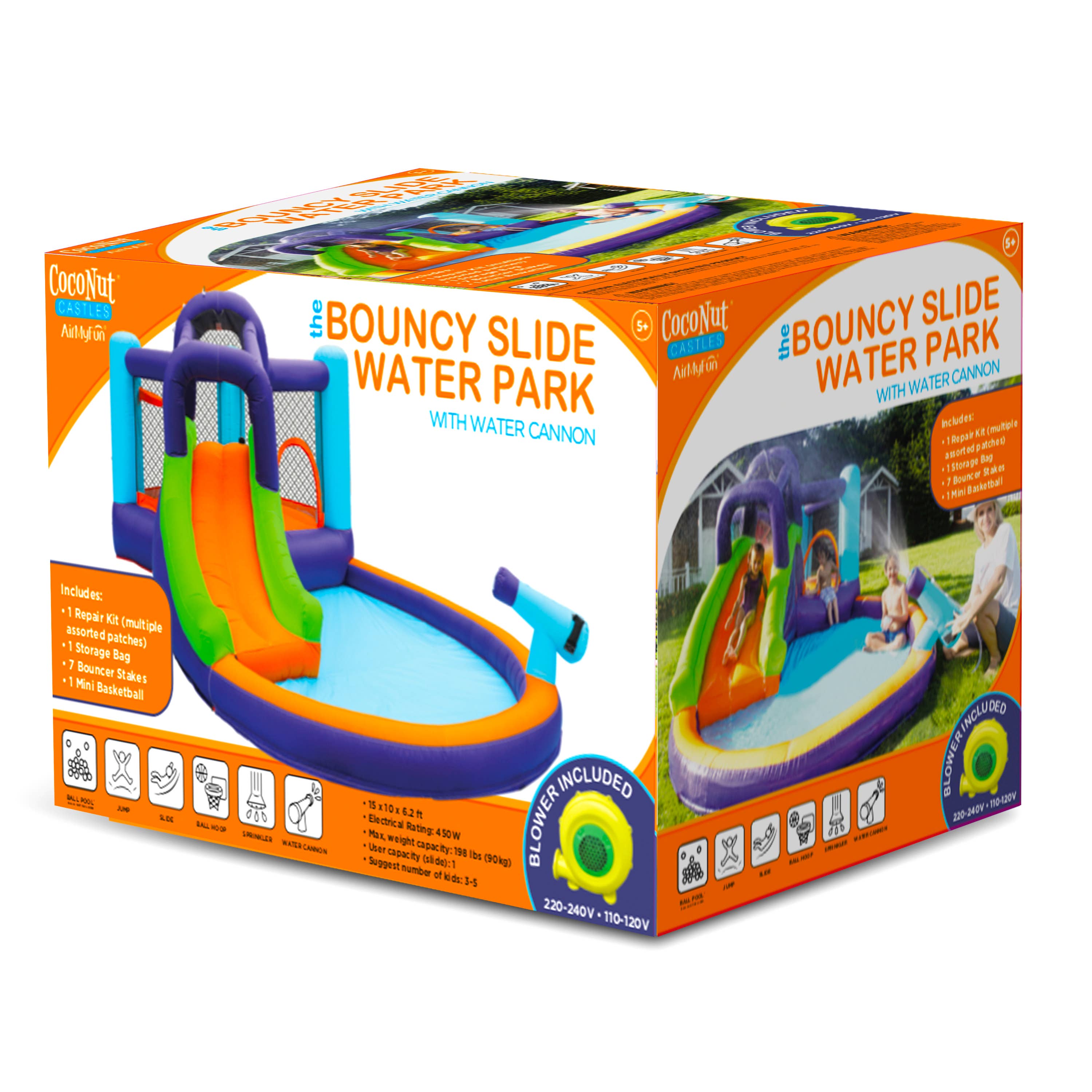 Salus Brands - Wholesale Inflatables - CocoNut Castles Bouncy Slide Water Park with Water Cannon3