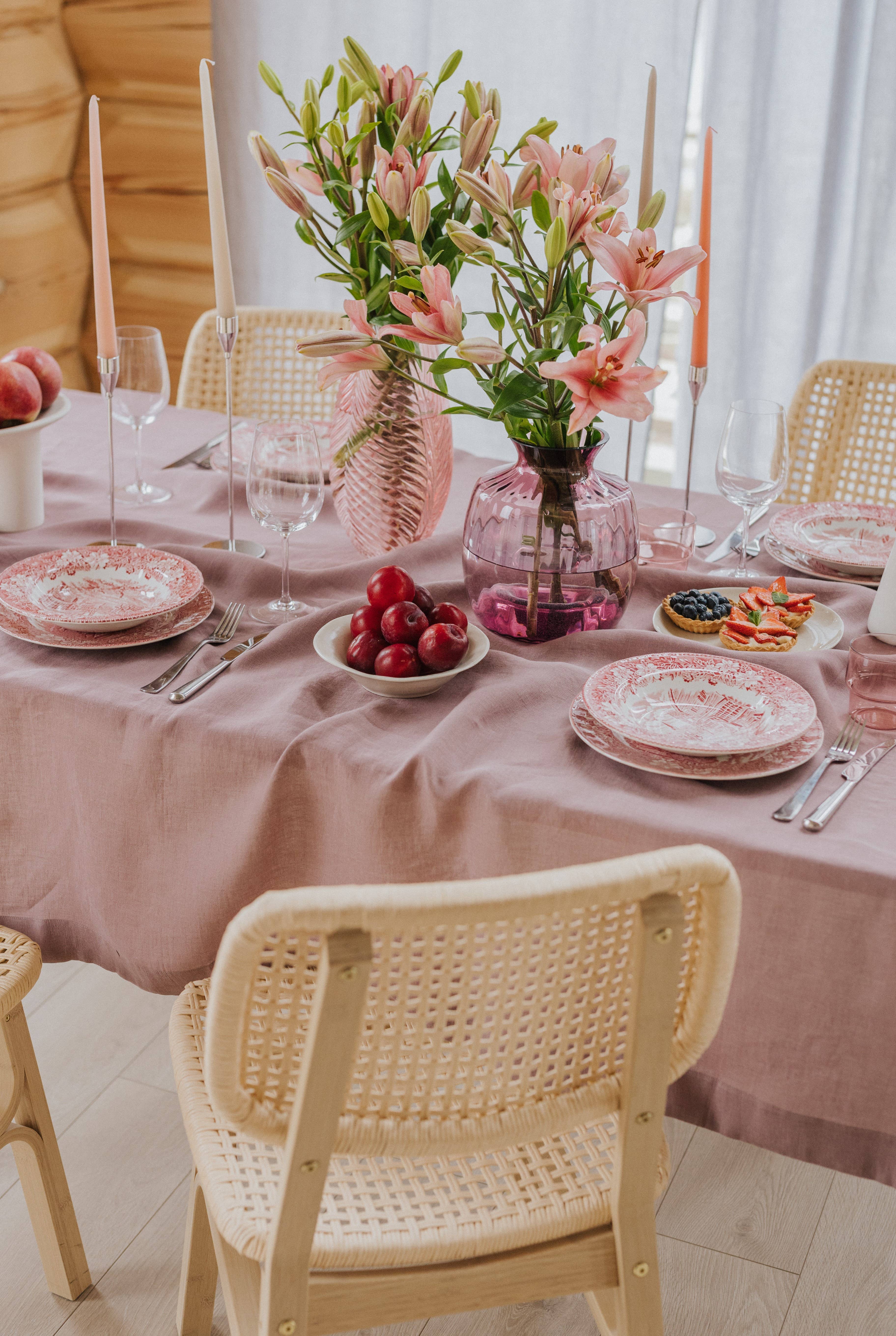 Linen Spells – Großhandel Tischdecken – Woodrose Leinen-Tischdecke5