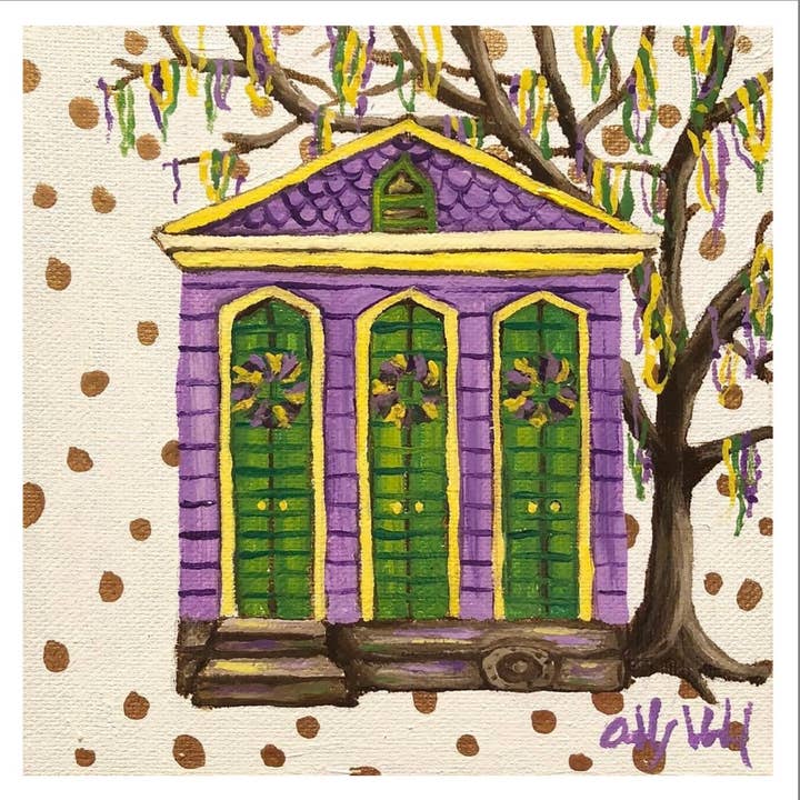 Mardi Gras Shotgun House Art Print for wholesale by Ashley Wachal Art