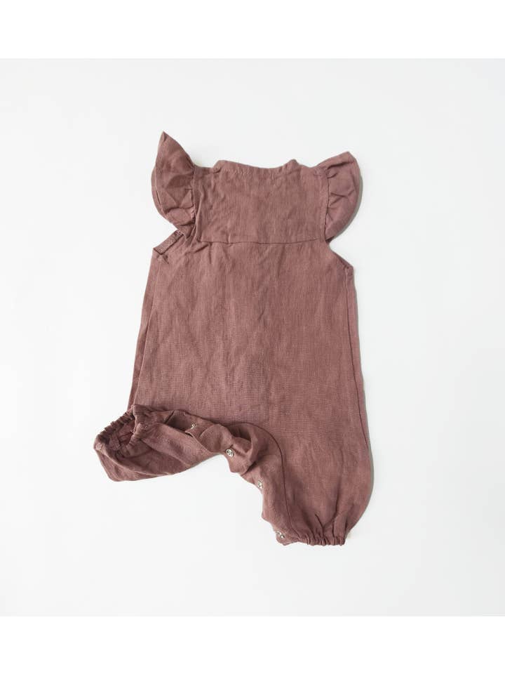OLIVE & CRADLE - Wholesale Jumpsuit - Baby - Baby girl Linen button bubble Jumper | Jennifer Romper II