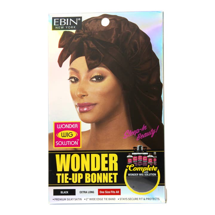EBIN NEW YORK - Wholesale Sleep Cap / Bonnet - Women's - Wonder Wig Tie-Up Bonnet - Black2