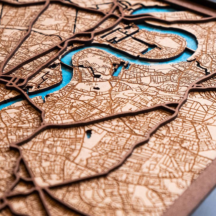 Custom City Map. Any City Engraved On Wood for wholesale by Kustwood