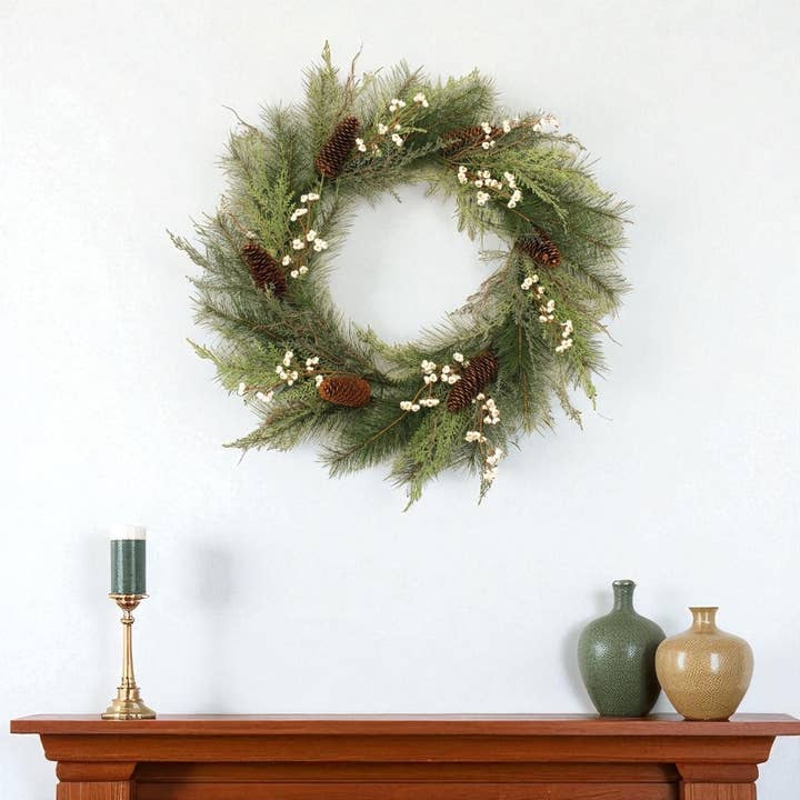 HomeRoots - Wholesale Wreath - 29" Green And Brown Christmas Pine Artificial Wreath1