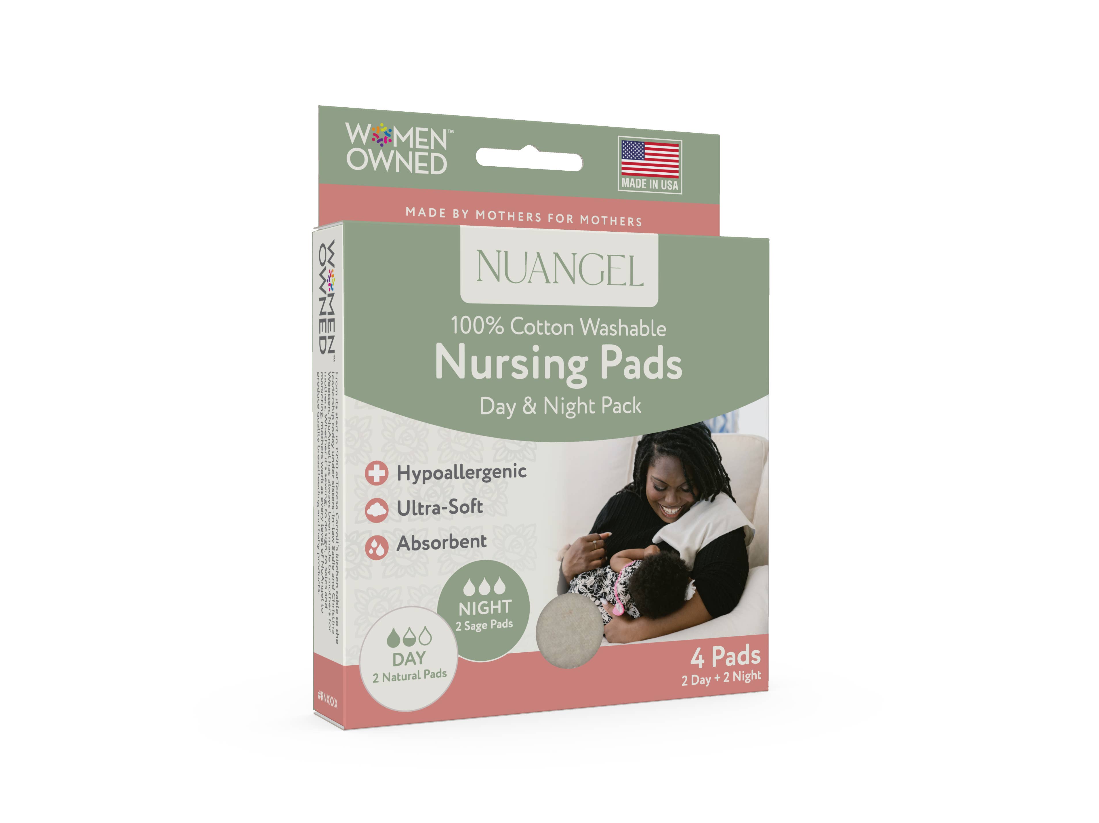 NuAngel - Wholesale Nursing Pillow/Pad - Maternity - 100% Cotton Nursing Pads - Day & Night Pack1