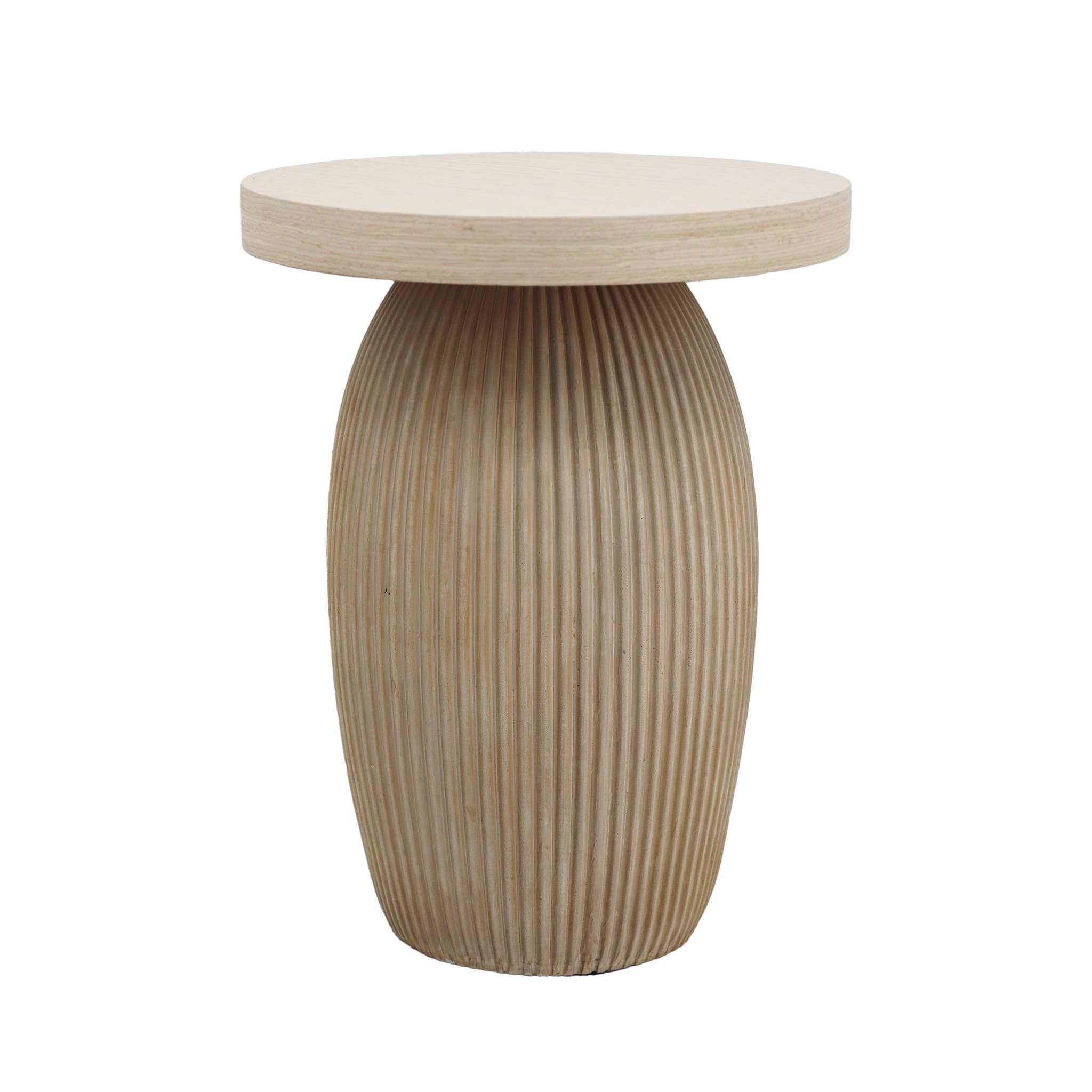 Paris Loft Inc - Wholesale Side Table - Farmhouse Wood Round End Table with Rotund Base1