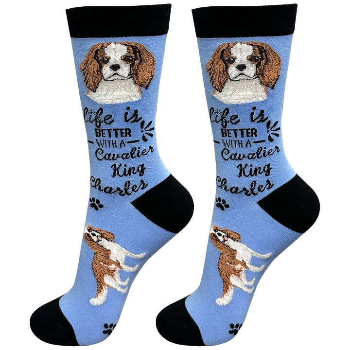 Cavalier King Charles Dog Socks -Cute Novelty Socks -Unisex for wholesale by E&S Pets