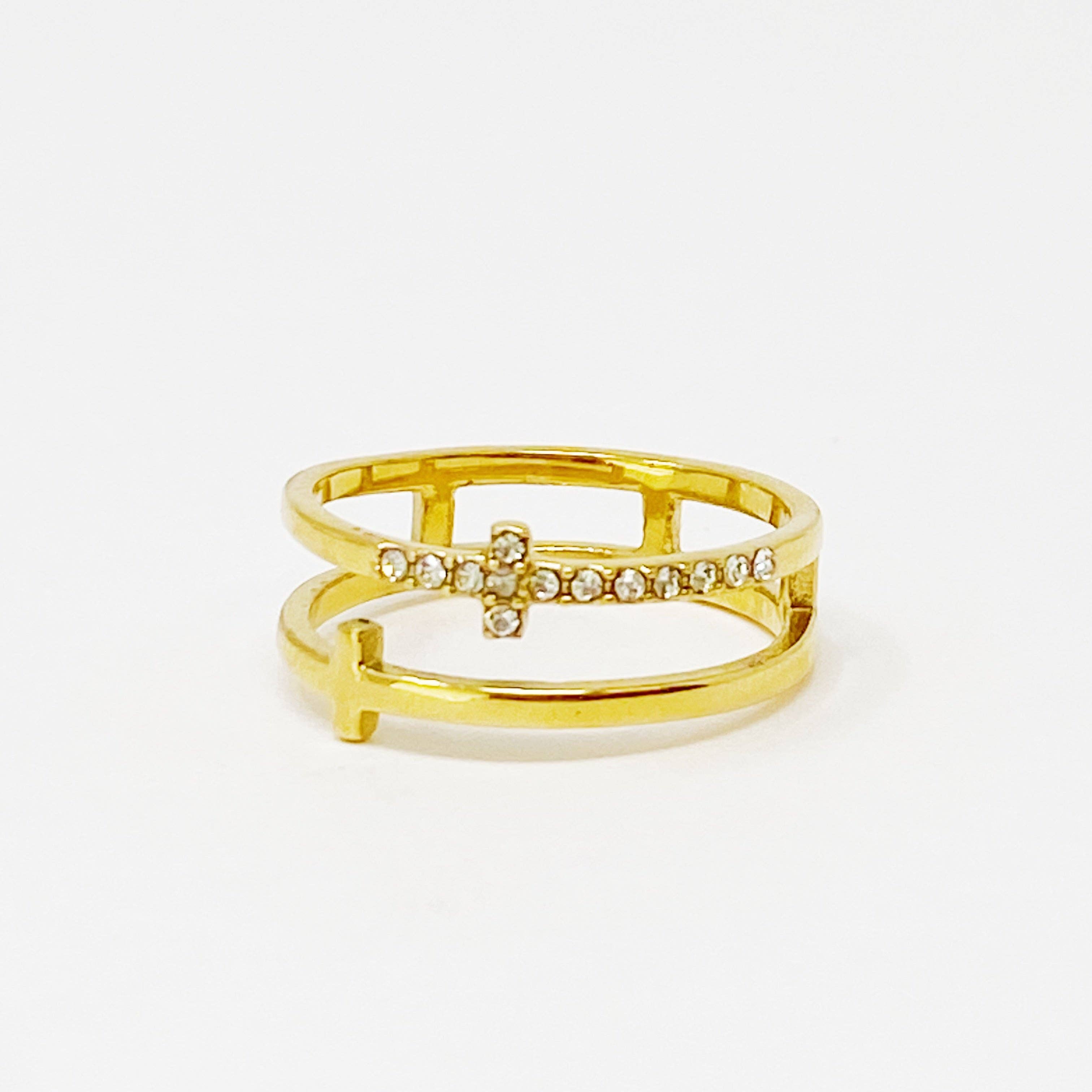 Ellison+Young – wholesale Multi-stone ring – Forever Double Cross Ring2