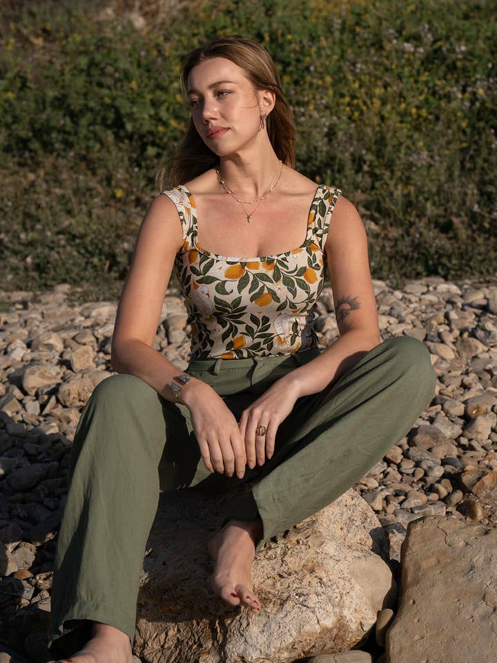 Sun & Sanctuary - Wholesale Tank Top - Women's - The Calypso Tank Top in Lemons & Cockatoos4