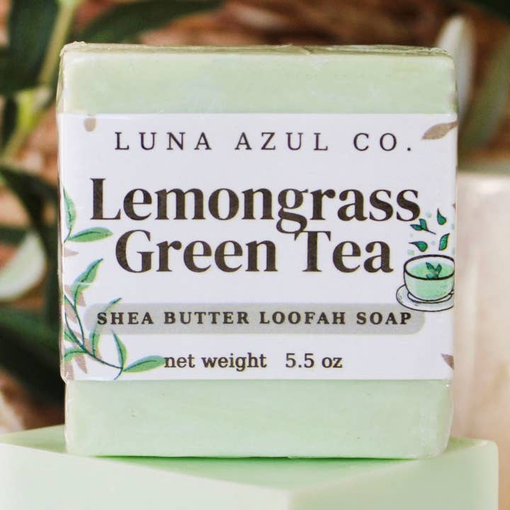 Lemongrass Green Tea Loofah Soap with Shea Butter - 5.5oz for wholesale by Luna Azul Co