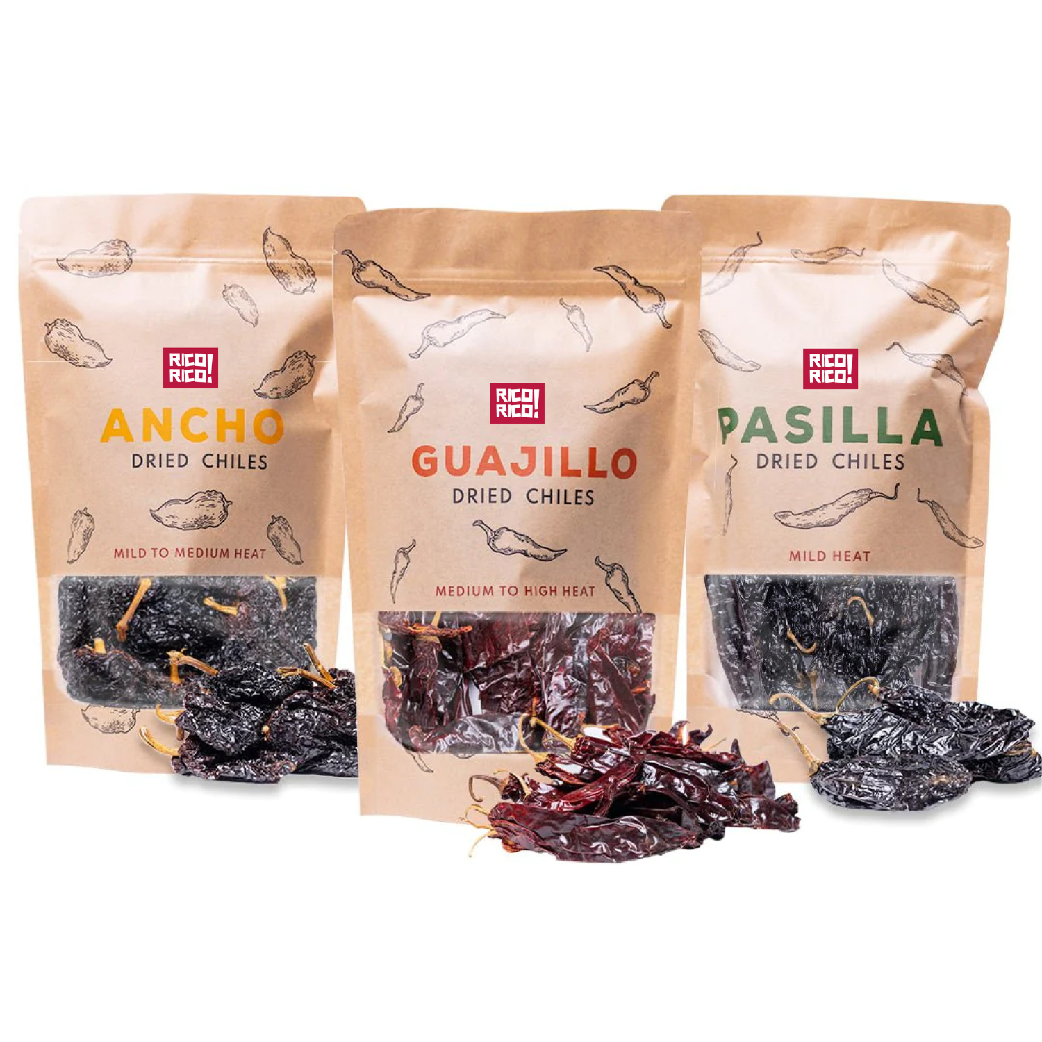 Rico Rico - Wholesale Dried Spice - Dried Chiles 3 Pack (4oz ea. | 12oz Total)1