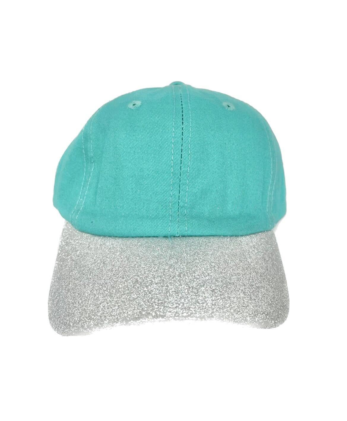 TRQ GIRLS Silver Glitter Bill Hat, Turquoise for wholesale on Faire2