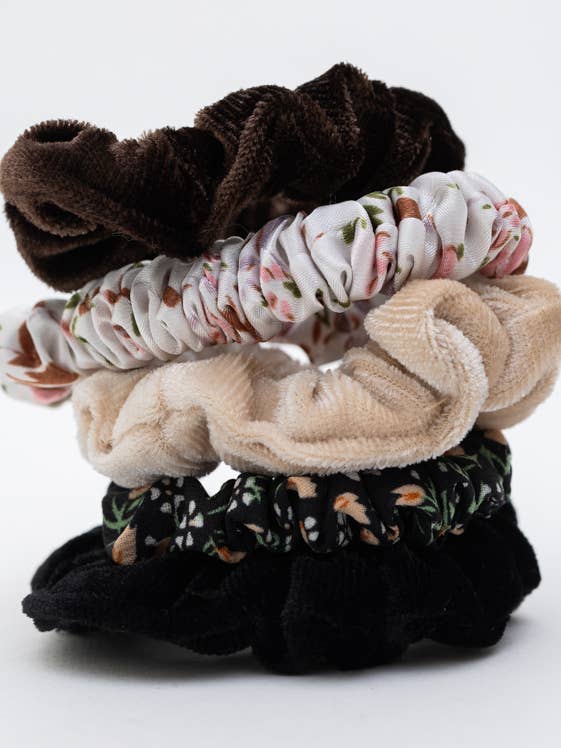 Autumn Floral Assorted Hair Scrunchies for wholesale by Leto Accessories